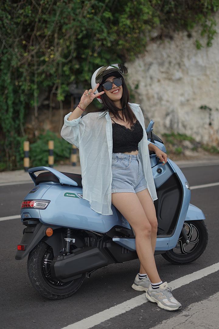 Noabike rider on an electric scooter in Bali